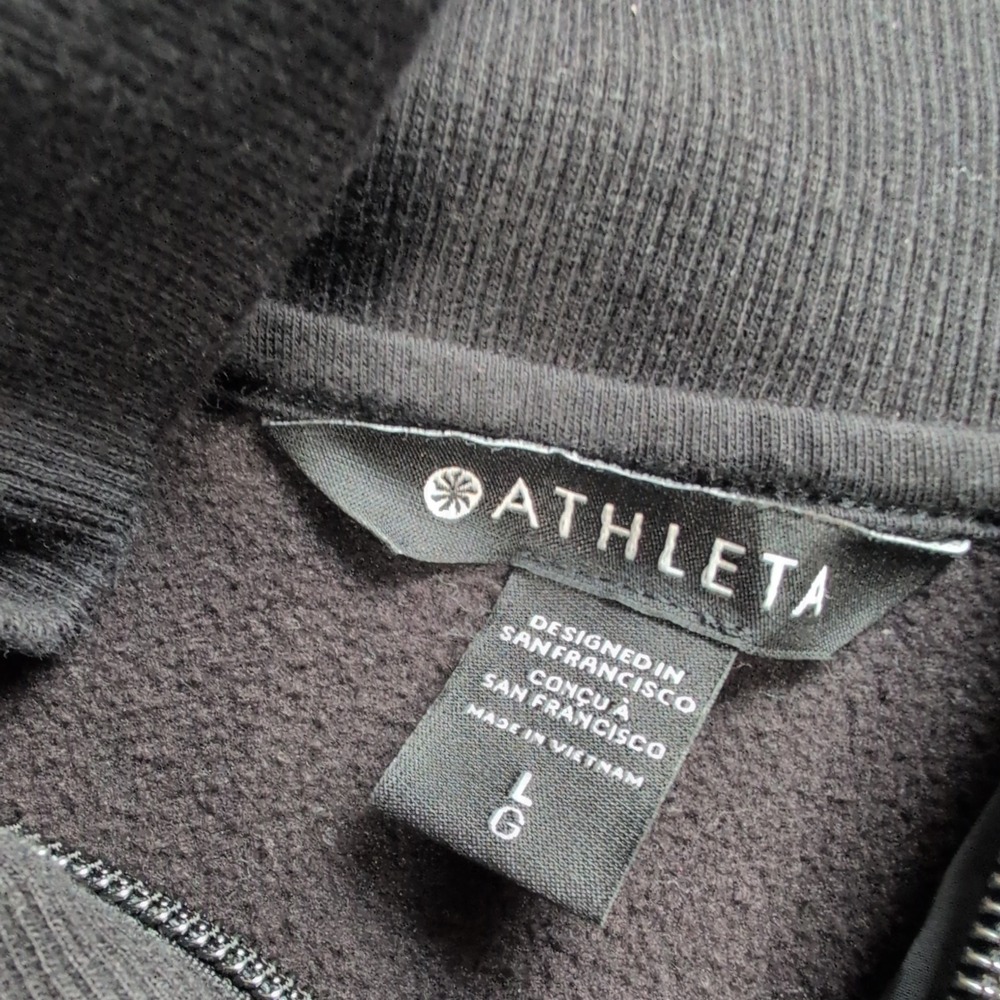 Athleta Triumph Hybrid Half Zip Sweatshirt Pullover Black Womens Large 532520 - Picture 6 of 11